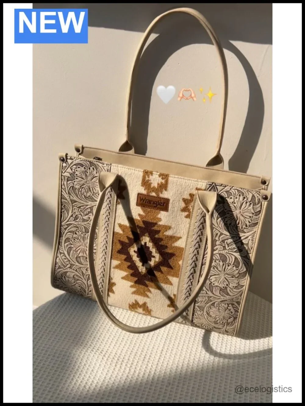 Large Leather Aztec Tote Bag Western Shoulder Purse Top Handle with Padded